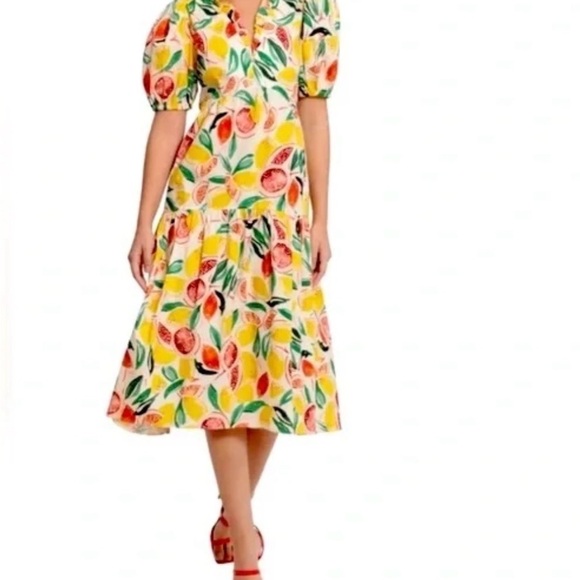 Donna Morgan Dresses & Skirts - Tropical Fruit Print Midi Dress size 6